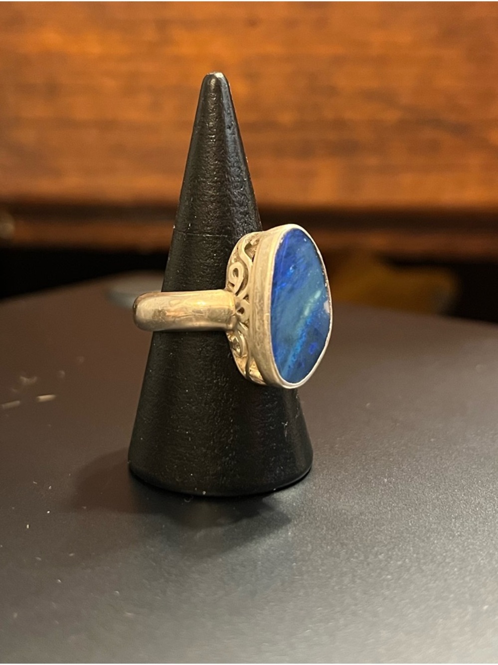 Sterling Silver Blue Opal Ring, size 7 - Picture 7 of 8